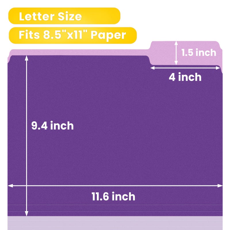 ساني مجلدات ملفات SUNEE، 100 حزمة مجلدات مانيلا 8.5 × 11، مجلدات ملفات ملونة لوازم المدرسة والمكتب المنزلي لملفات المستندات الورقية، أرجواني - Image 2